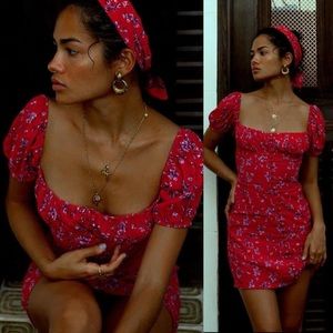 Rat & Boa Evangelie red floral minidress